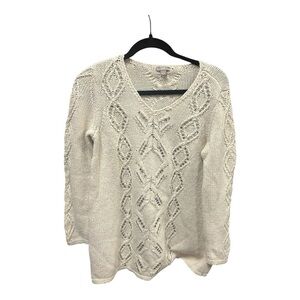 J. Jill Elegant Cream V-Neck Sweater Size S